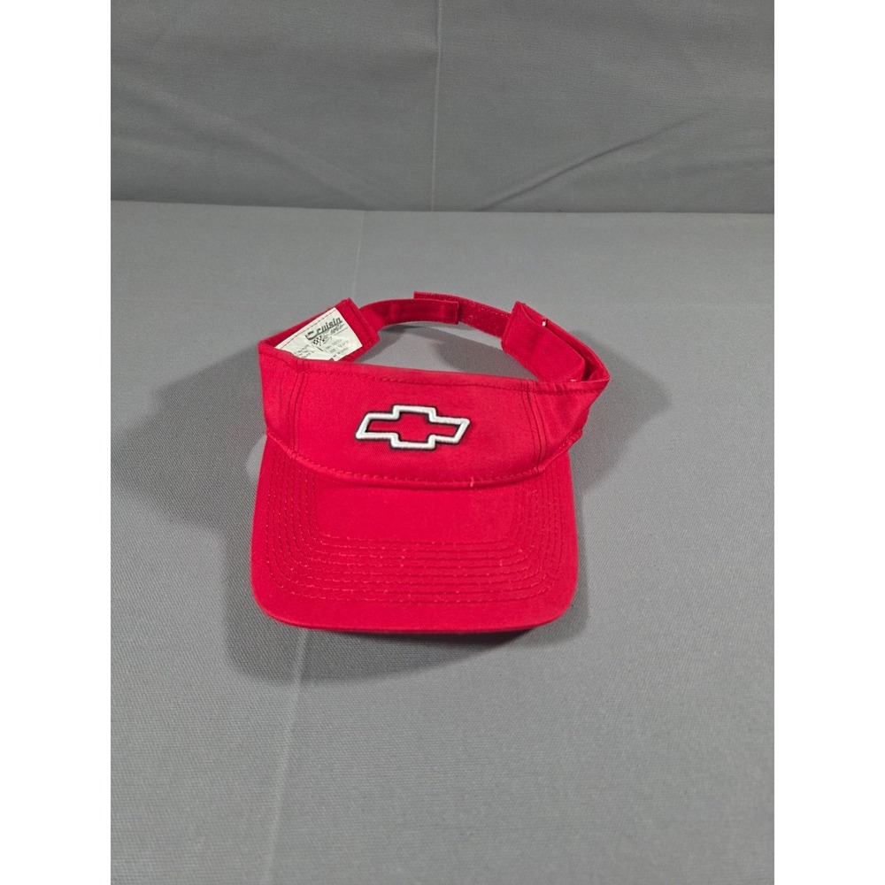 Vintage Chevy Visor Red Strap Back Chevrolet White Logo